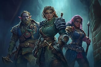 draw your dnd party, warcraft, and fantasy characters