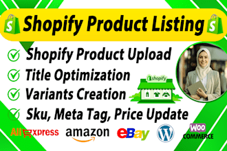 do shopify wordpress product listing and data entry
