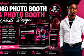 design a professional 360 photo booth and photo booth website with booking