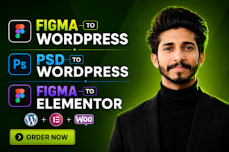 convert figma to wordpress, PSD to wordpress, figma to elementor