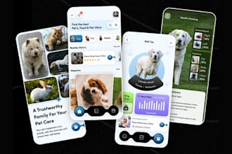 develop react pet sitting app, pet care app, pet flipping app, pet store app