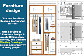 custom furniture design, millwork, shop drawing, working drawing