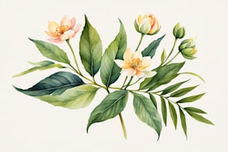 paint digital watercolor botanical illustration