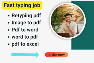 provide typing services, retype PDF pages, word to pdf