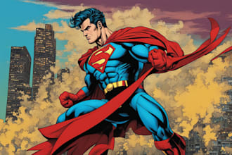 comic superhero pop art portraits