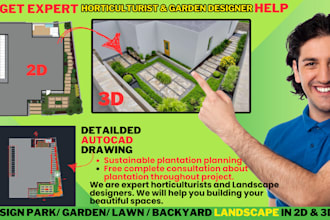 design park, garden, pool, patio, backyard landscape 2d 3d