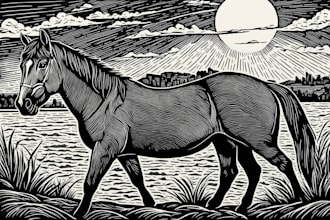 engraving linocut style digital drawing art