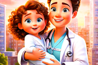 draw children book story book , kids story illustration