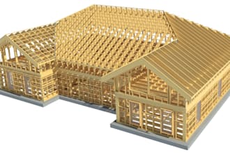 do 3d cgi wall panel, structural design, wood, timber, mezzanine and staircase