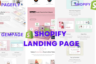 design shopify landing page, product page by pagefly, gempages, or shogun