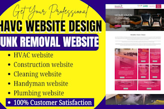 design havc website, construction website, cleaning website junk removal website