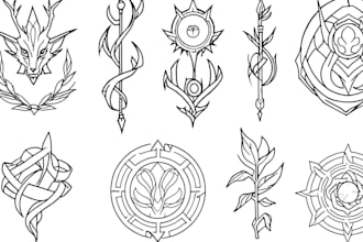 draw a minimalist tattoo linework and line art design