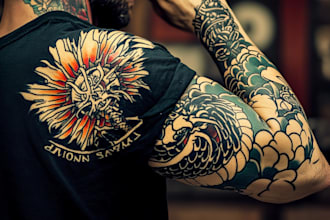 create sleeve tattoo design in realistic style