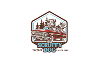 vintage scruffy dog logo design