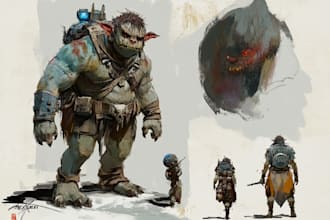 design concept art, characters and environments