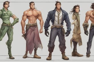 draw character design, concept art for comic or manga