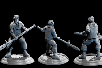 create 3d character model, 3d bust model, 3d miniature, warhammer, 3d printing