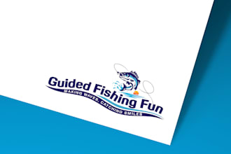 make a premium fishing logo design hooked on quality