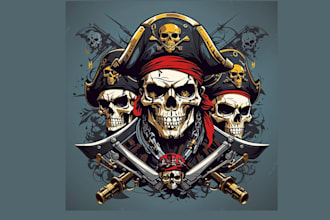design high quality pirate, skull logo for your business with 24 hours