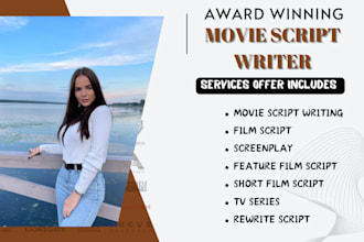 write hollywood standard movie script screenplay  feature film script tv series