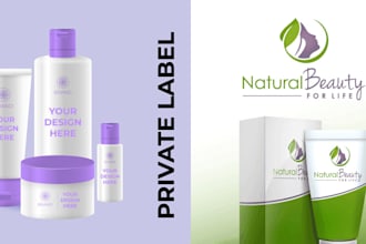make a feminine cosmetic skincare logo product packaging and label design