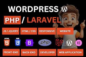 do website development as full stack web developer, front end, backend developer