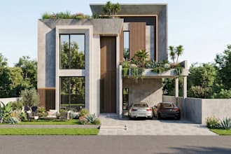 house elevation and exterior rendering