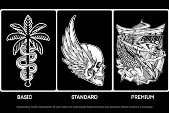 do black and white artwork for band t shirt and merchandise