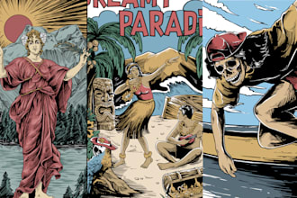 draw detailed illustrations for t shirts, merchandise, album covers