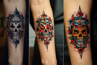 create a traditional or old school style tattoo design