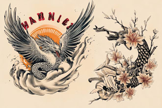 create japanese or oriental tattoo design for you