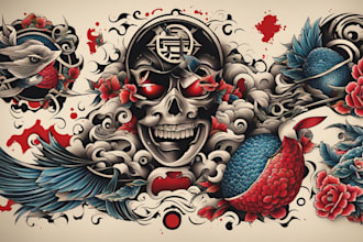 create tattoo japanese old school design
