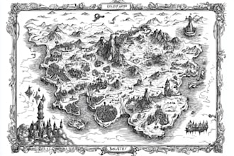 illustrate a mesmerizing fantasy map illustration