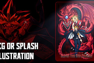 draw badass character illustration for tcg or splash art