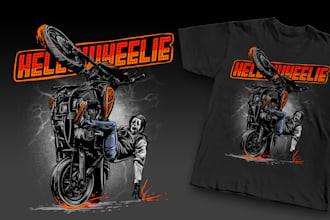 draw vector art cartoon t shirt from your motorcycle