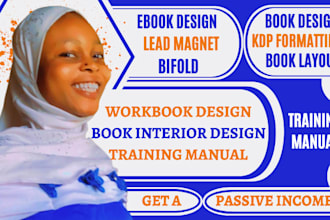 do ebook design, workbook design, book layout, book design, and kdp formatting