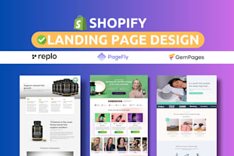 design high converting shopify landing page using pagefly, gempages, replo