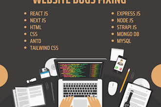 fix errors, bugs, issues of react js, next js, html, css, node js website, saas