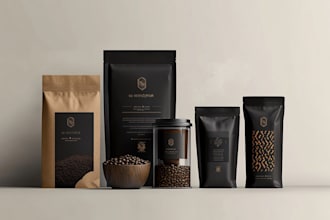 custom coffee packaging, bag, label and pouch design