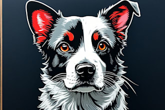 draw a pet portrait using linocut technique