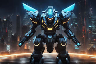 create futuristic cyberpunk style or mecha logo for you
