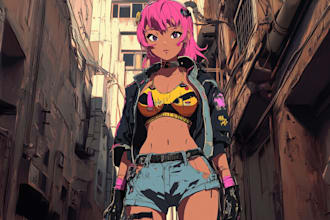 make portrait illustration with cyberpunk anime style