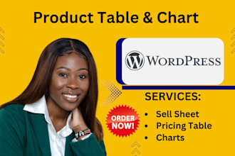 do wordpress comparison chart, pricing table, sell sheet, price list in HTML
