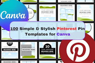 100 simple  stylish pinterest pin templates for canva