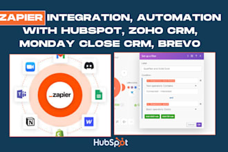 zapier integration, automation with hubspot, zoho CRM, monday close CRM, brevo