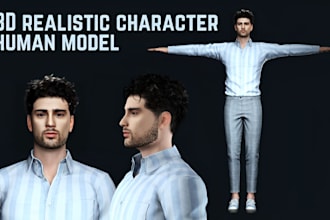 design 3d realistic character, human model character rigging, 3d animation video