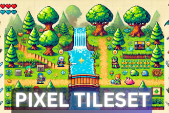 make pixel art tileset, tile map pixel art assets, 2d game pixel art background