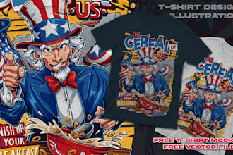 draw graphic t shirt design in cartoon illustration for clothing