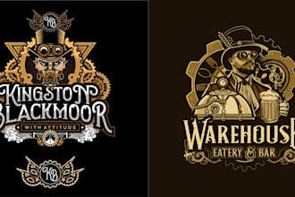 create vintage steampunk themed logo unlimited revision