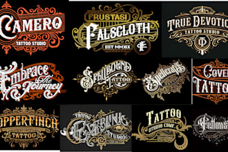 make custom typography coffee retro vintage logo for tattoo barber shop spa